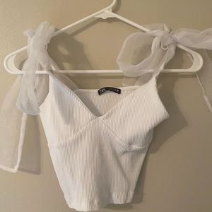 Zara organza bow tank top